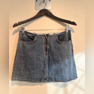 Y2K Bubblegum Jean Mini Skirt Sz 5/6 Shorts Zip Cotton Denim USA 90s Beach Indie